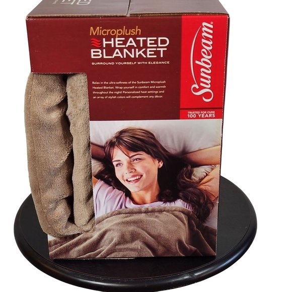Sunbeam Bedding Sunbeam Micro Plush Full Size Taupe Heated Blanket